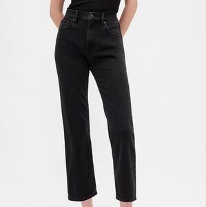 NWT Gap Black Straight Leg High Rise Jeans, Size 4 Tall